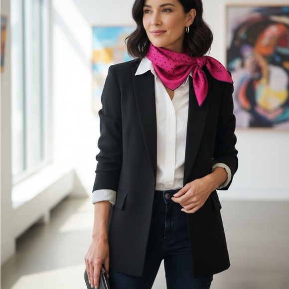 J. Crew Accessories - J. Crew Pink Polka Dot Scarf